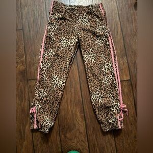 Buckle Leopard Print Kids Bottoms with Pink Accents